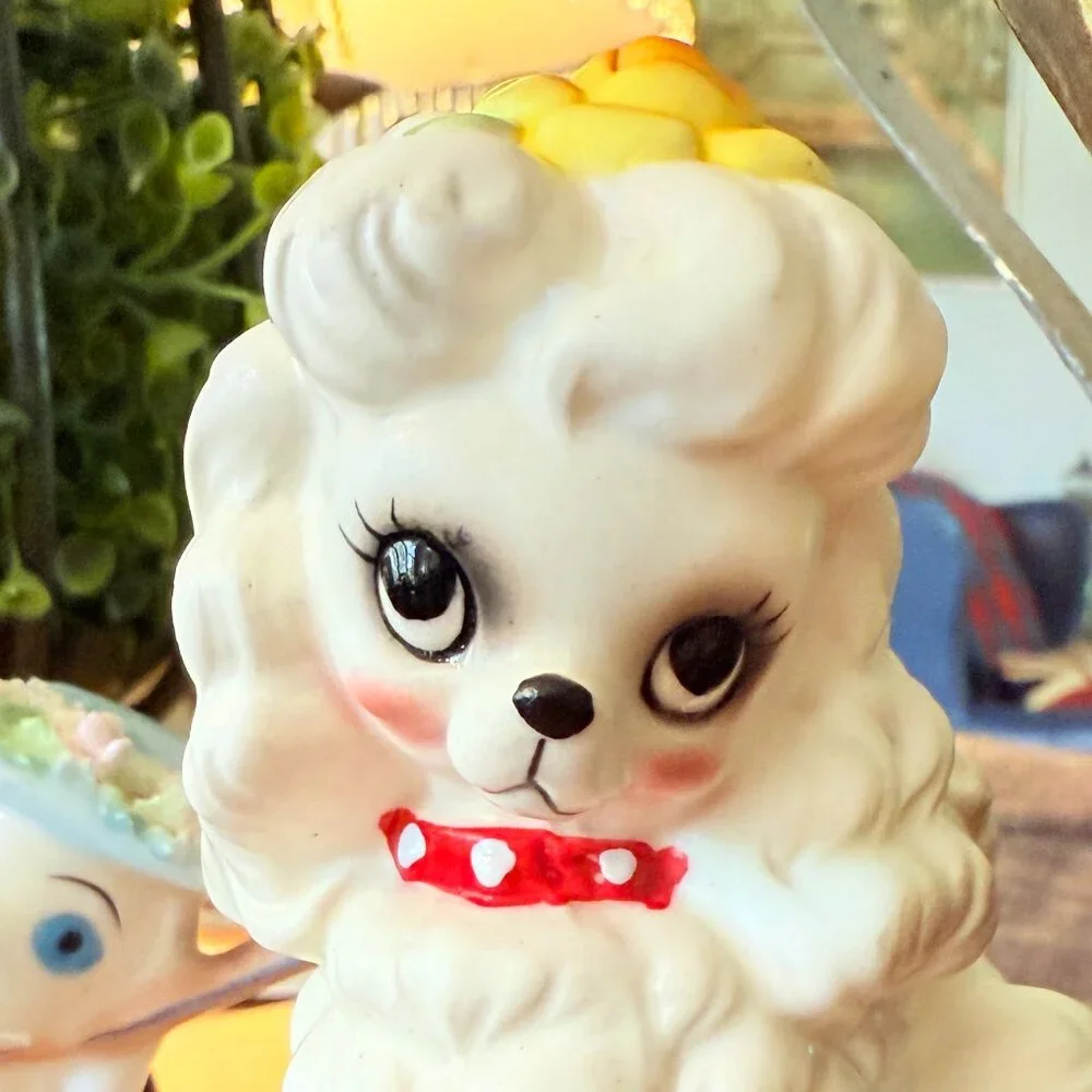 ❌SOLD❌1950s Josef Originals Ceramic Poodle with spaghetti poodle friend - Picture 3 of 16